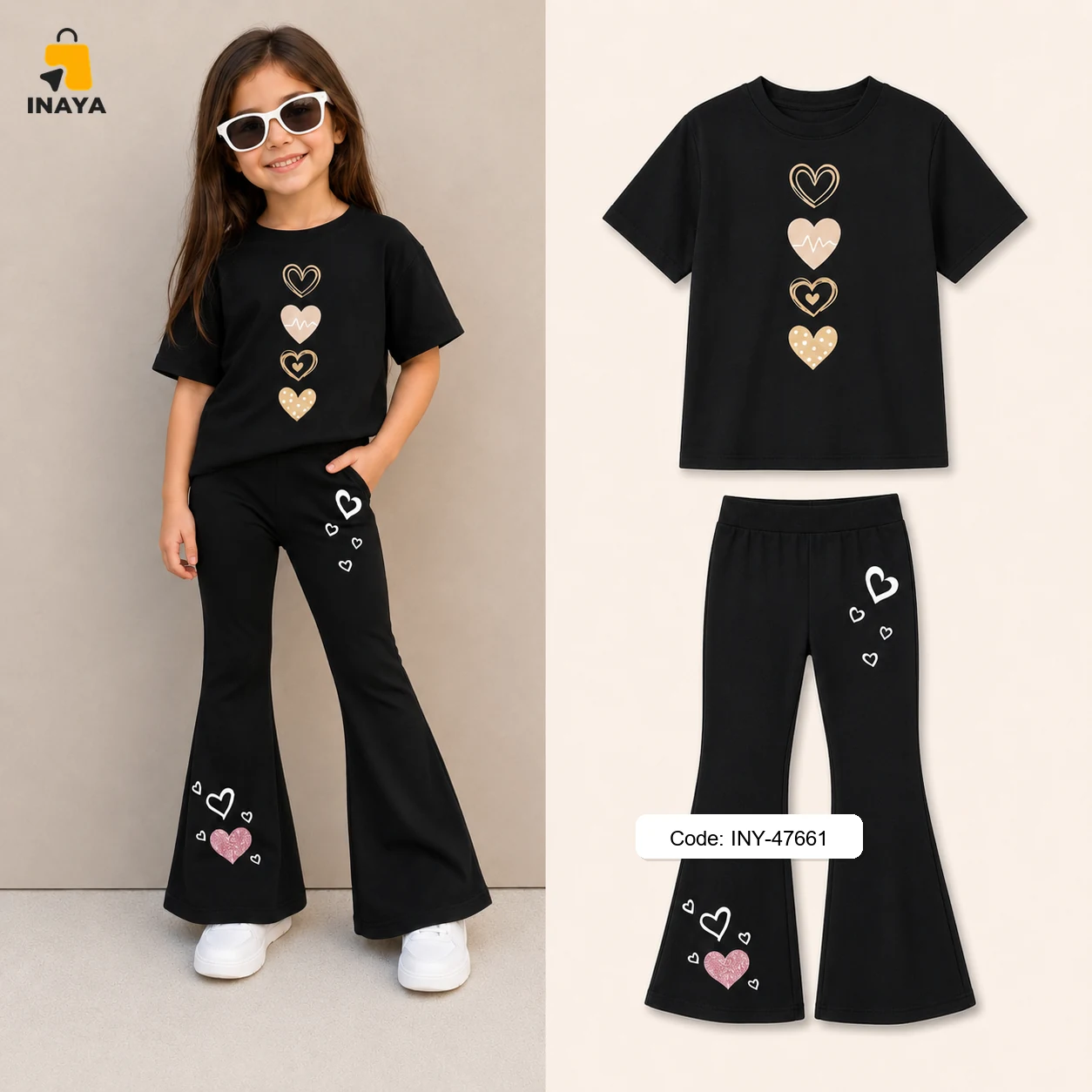 Black Hearts Long Set