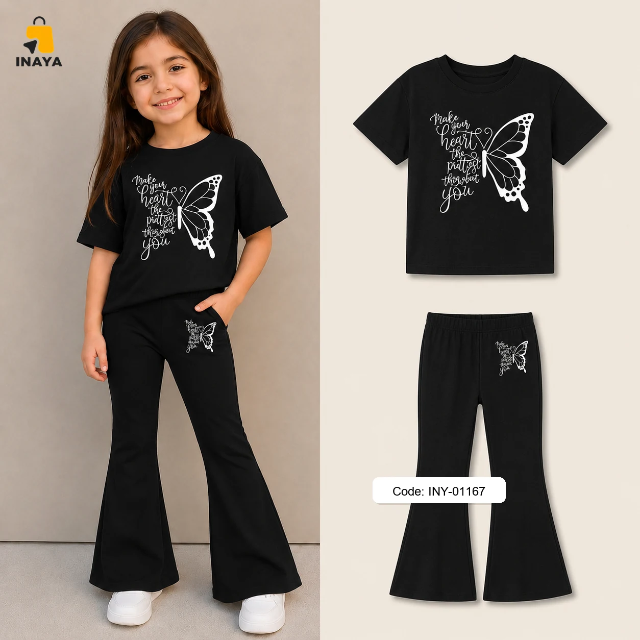 Black Butterfly Make Your Heart Long Set