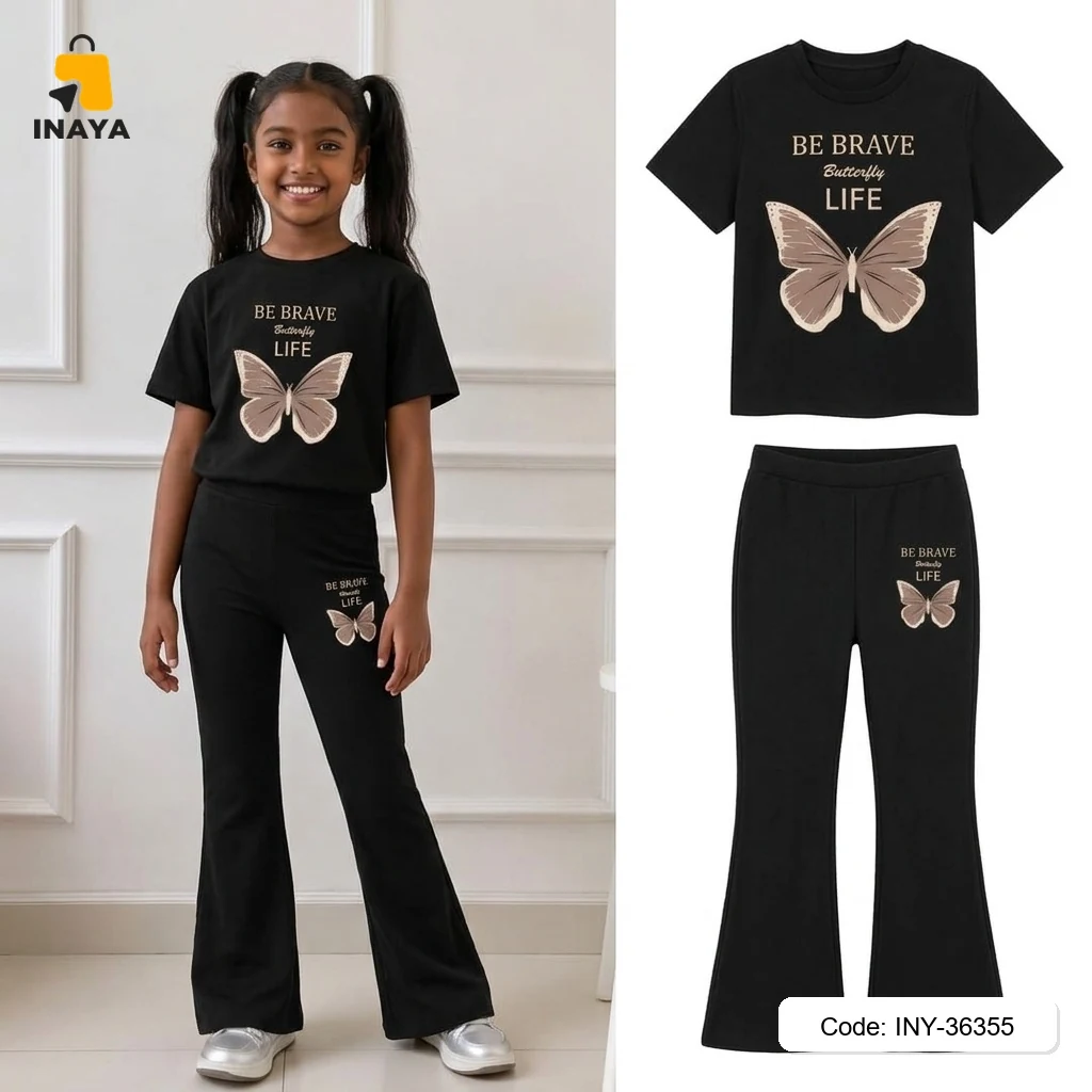 Black Be Brave Butterfly Long Set