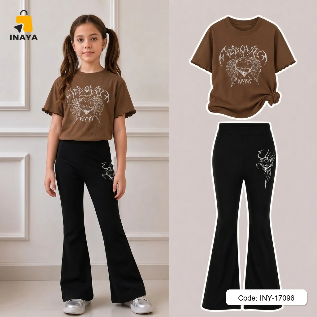 Brown Gothic Heart Wings Happy Long Set