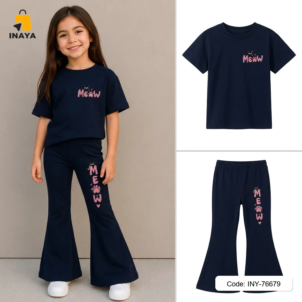 Navy Meow Cat Paws Long Set