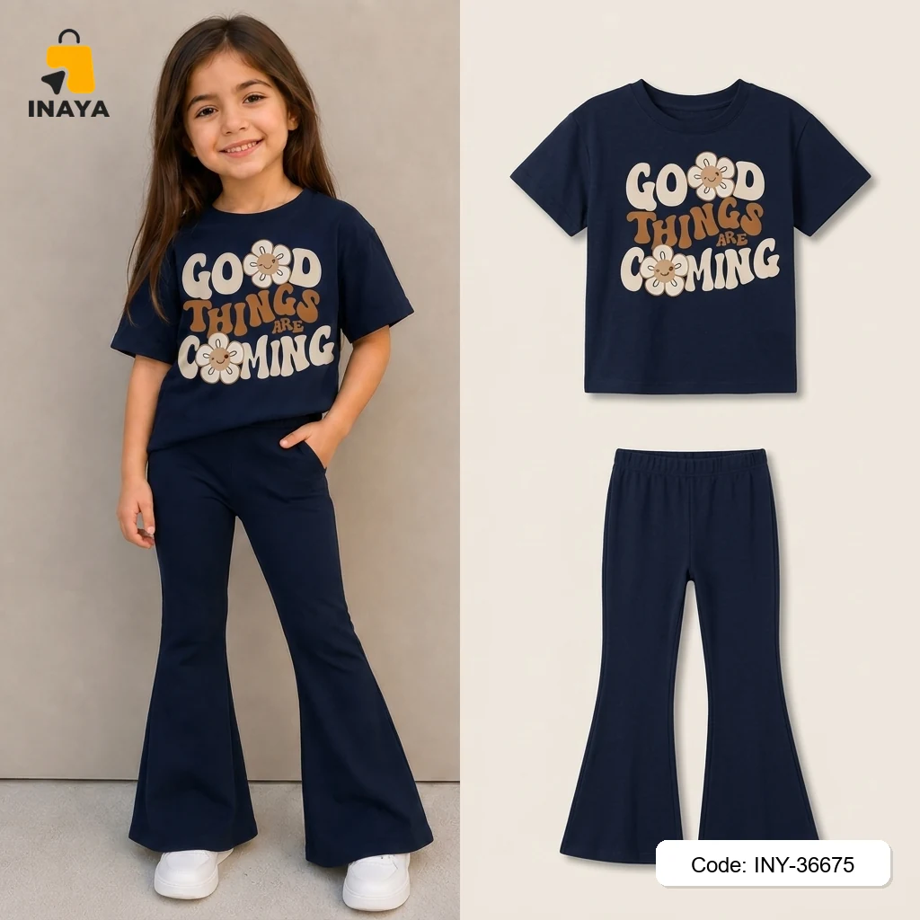Navy Good Things Are Coming Daisy Long Set