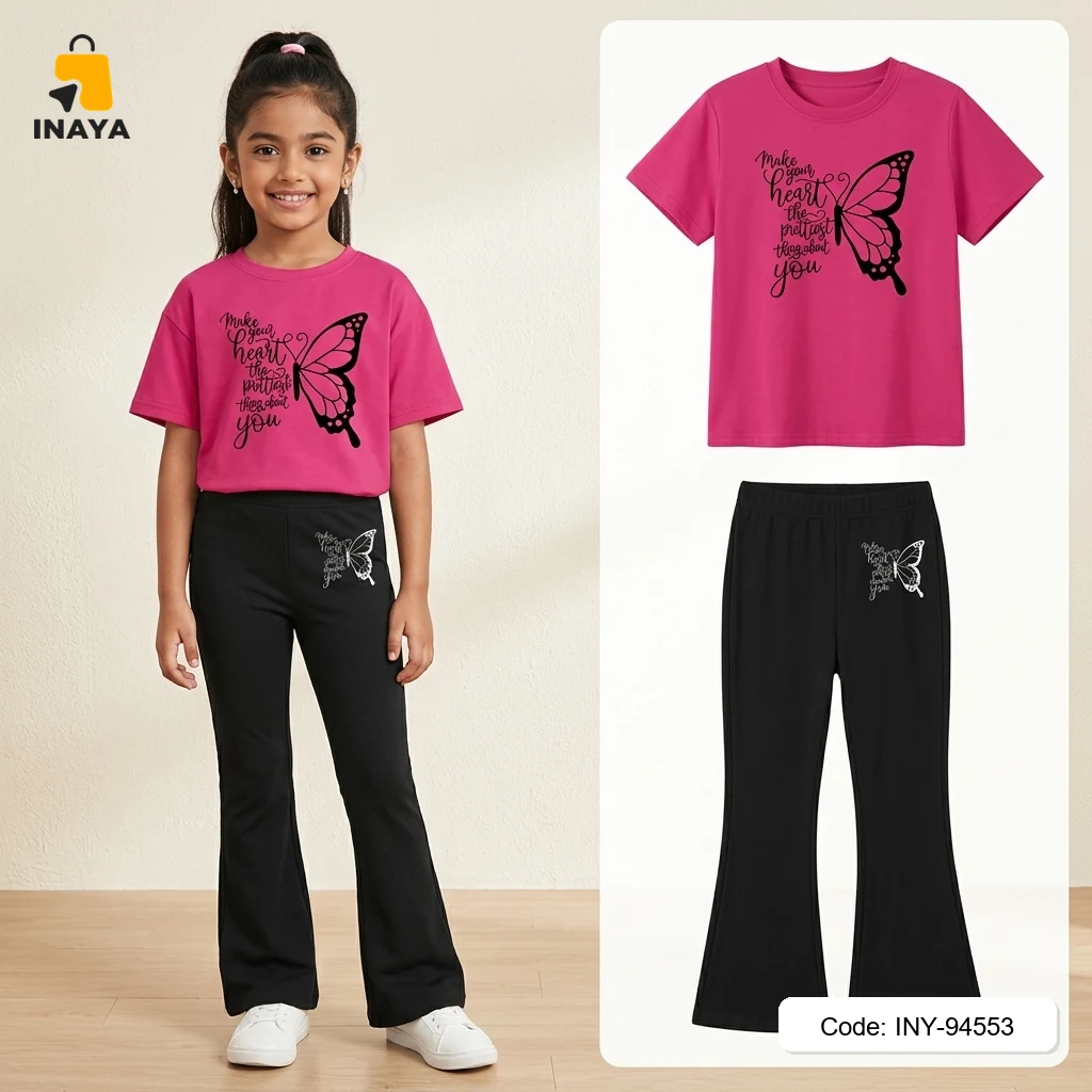 Magenta Prettiest Heart Butterfly Long Set