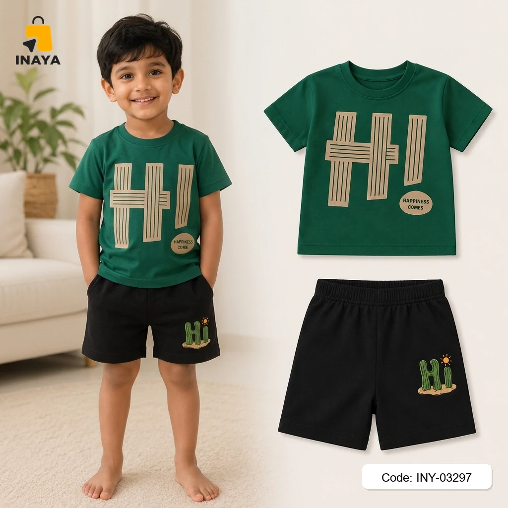 Green Hi Cactus Baby T-Set