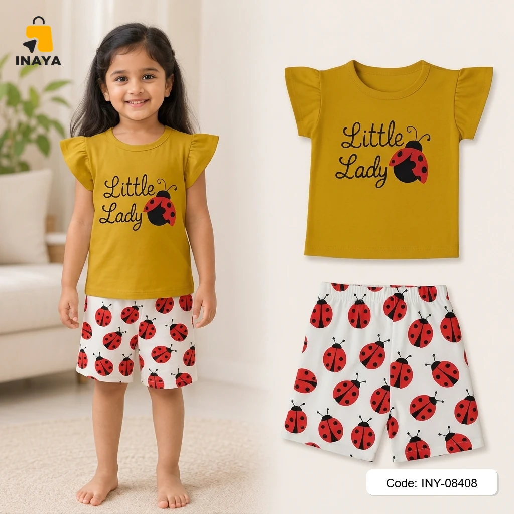 Mustard Little Lady Ladybug Baby T-Set