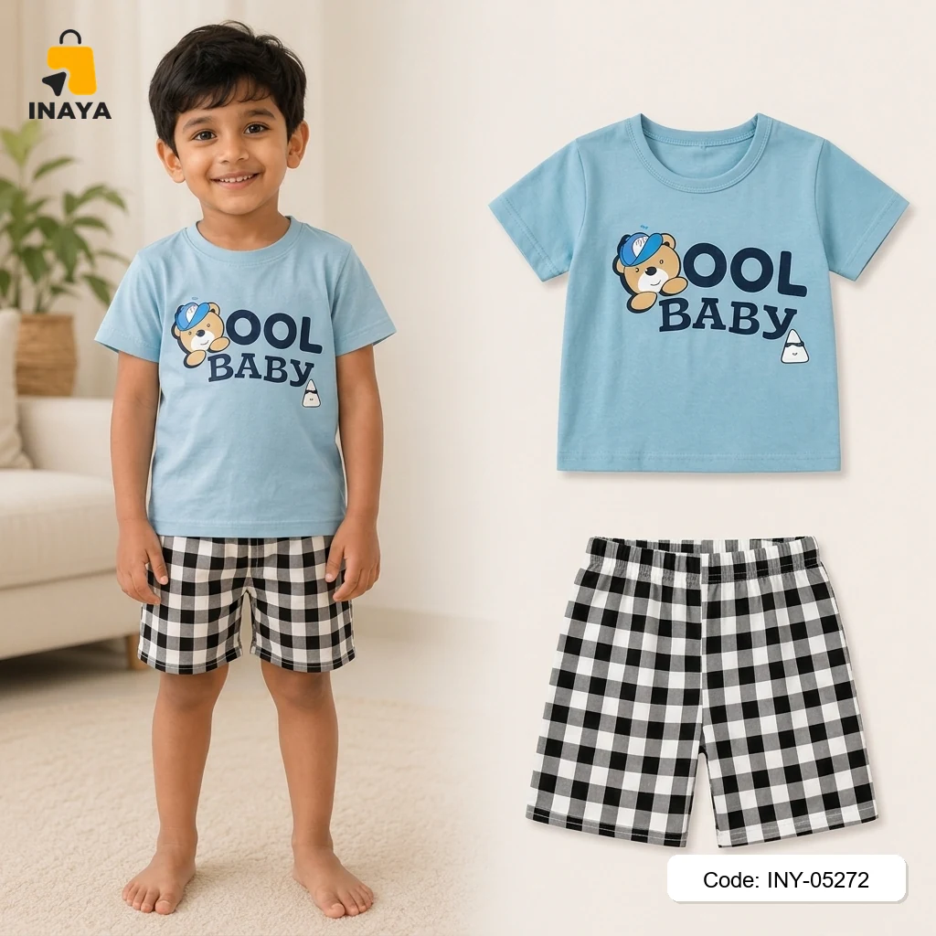 Sky Blue Cool Baby Bear Baby T-Set
