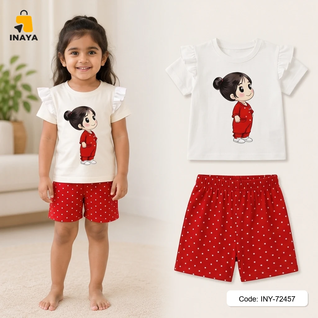 White Cute Girl Red Suit Baby T-Set