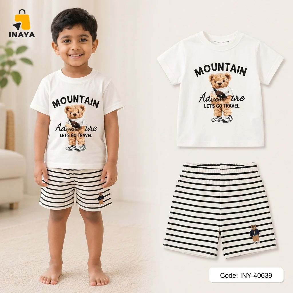 White Mountain Adventure Bear Baby T-Set