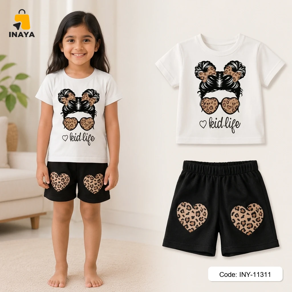 White Kid Life Leopard Sunglasses Baby T-Set