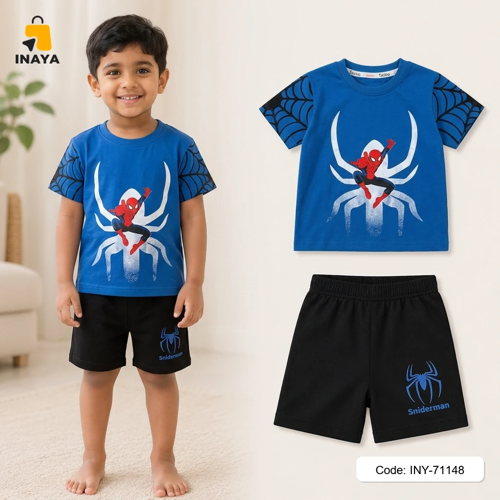 Blue Spiderman Baby T-Set