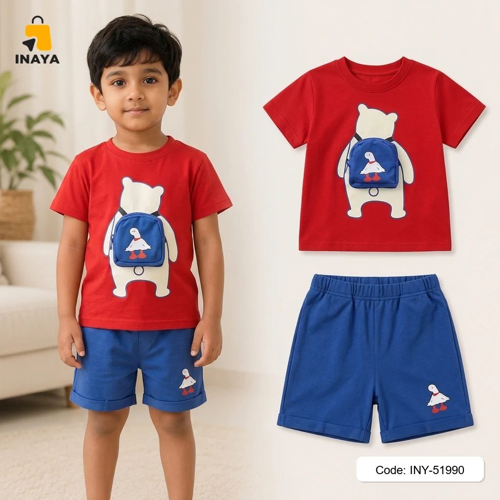 Red Bear Duck Backpack Baby T-Set