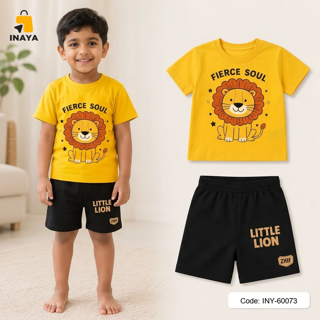 Yellow Fierce Soul Lion Baby T-Set