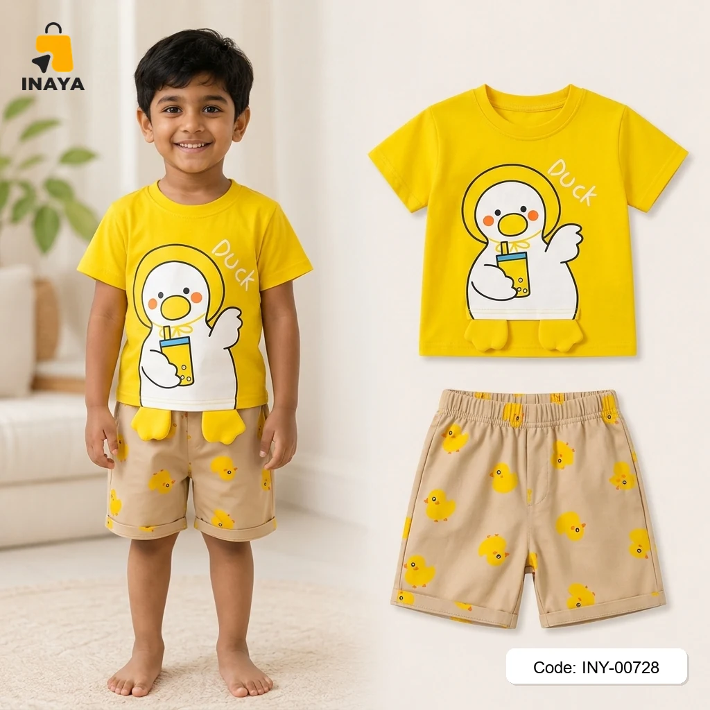 Yellow Duck Hoodie Baby T-Set